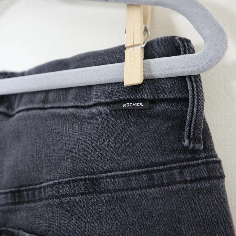 MOTHER Size 23 High Waisted Looker Ankle Fray Jeans Lighting Up Lanterns Black - Picture 10 of 11